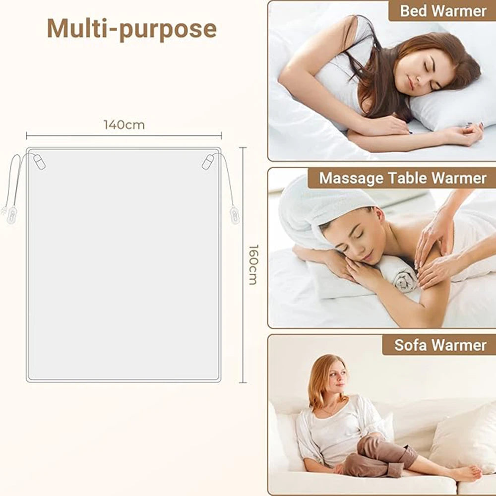 Dual Control Electric Heated Mattress Pad with Timer (220V)