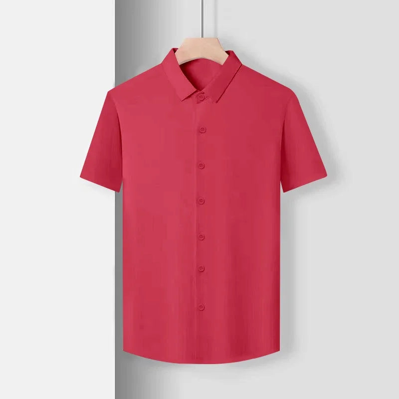 Men's Solid Short-Sleeve Shirt - Wrinkle-Free, All-Season Casual