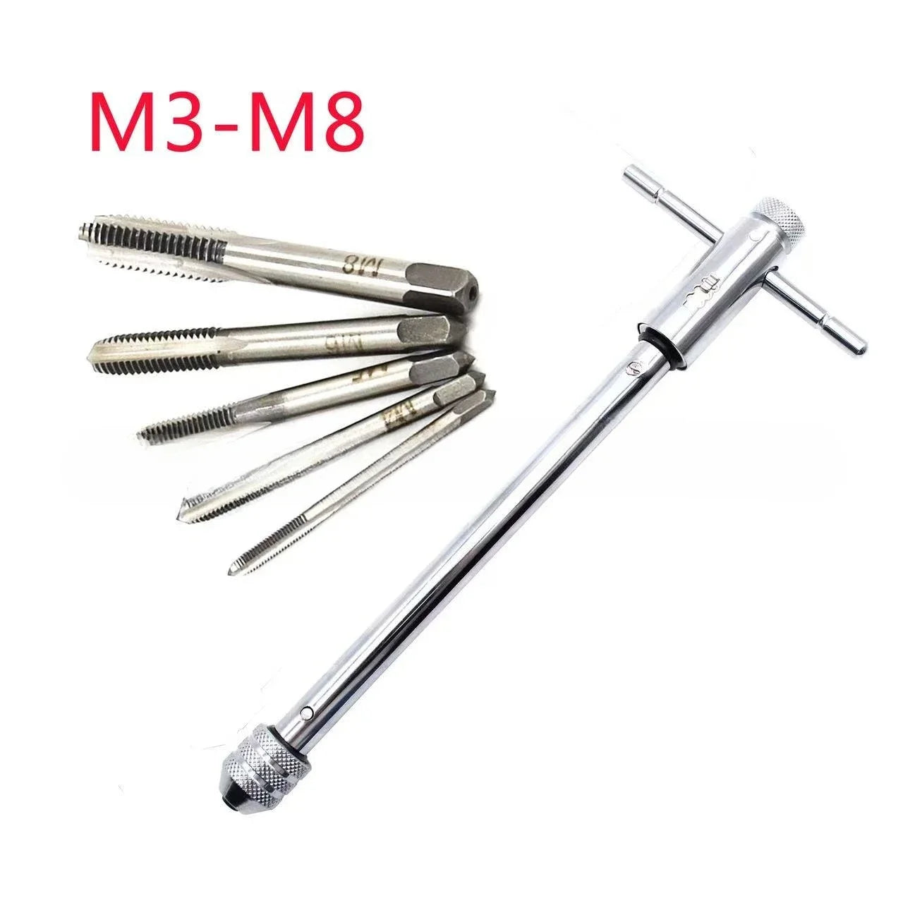 LIYU Adjustable T Handle Ratchet Tap Reamer Hand Manual Wrench M3 M4 M5 M6 M8 Metric Machine Screw Thread Plug Tool
