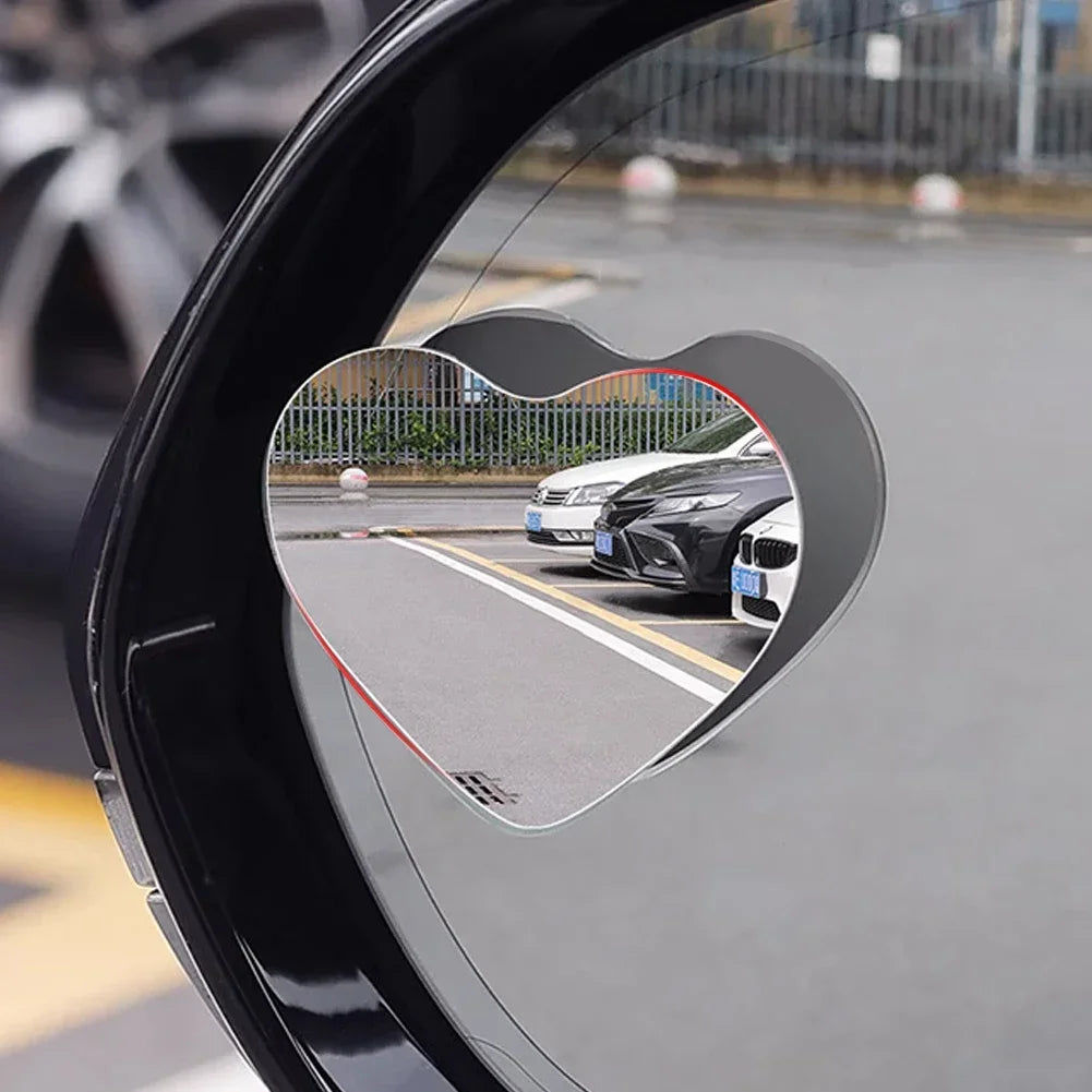 2PCS Adjustable Heart Shaped Car Reversing Aid Rearview Convex Mirror Car Blind Spot Rearview Mirror 360 Degree
