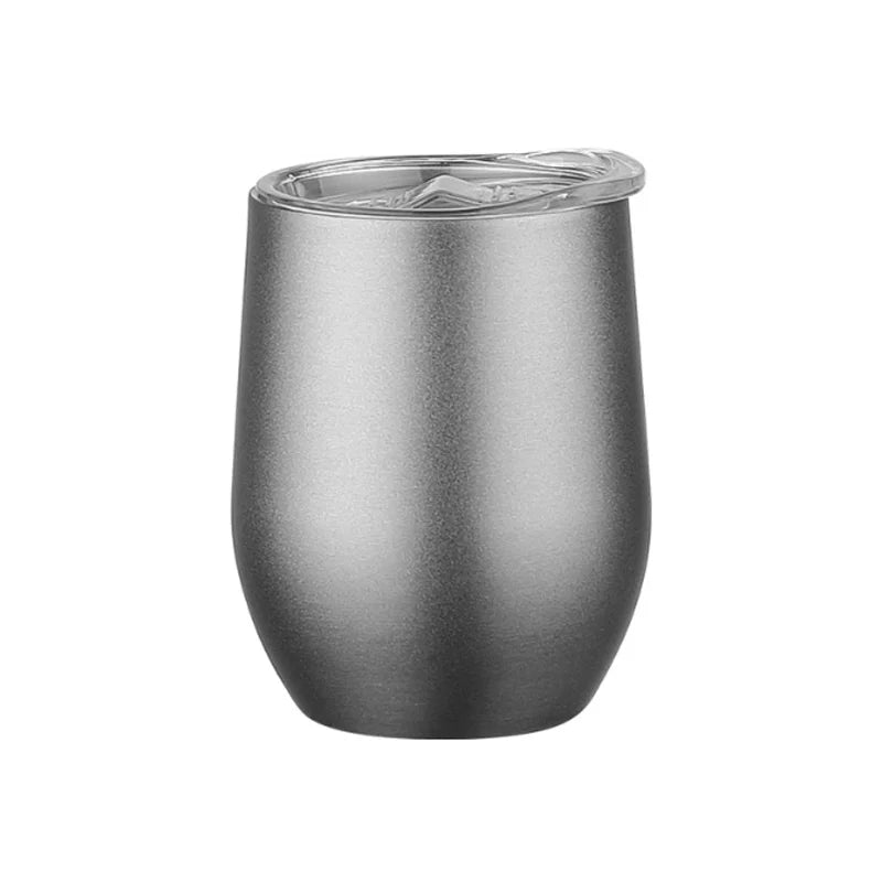 12OZ Wine seal Cover Custom Logo Mug Vacuum Insulated Thermos Garrafa Termica  Egg Shape Coffee Tumbler  Wine Beer  With Lid