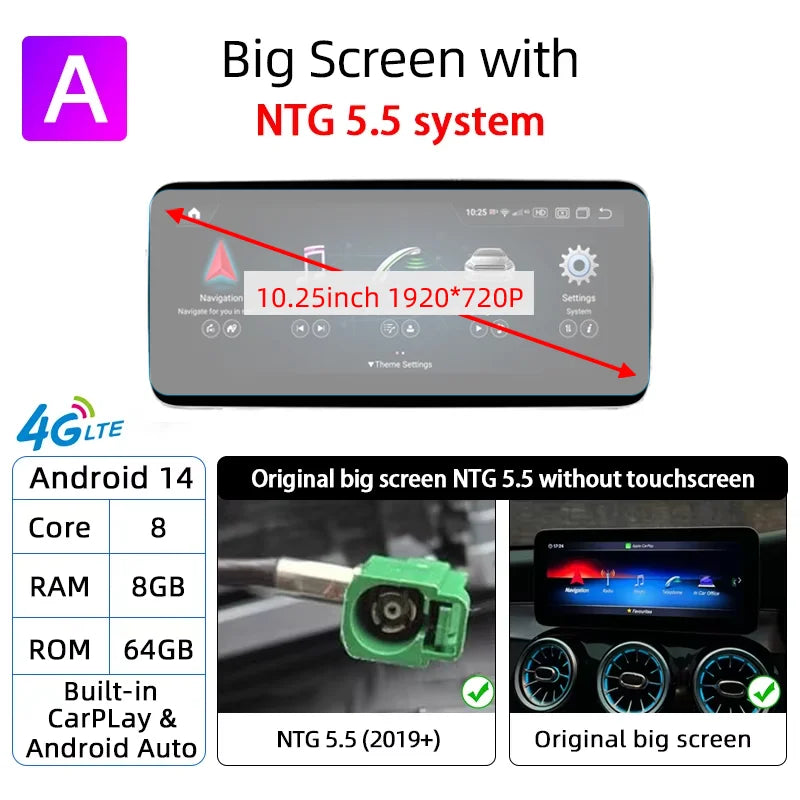 Android 14 Carplay Auto Radio Touch Screen For Mercedes C GLC V W205 X253 W447 NTG 5.5 6.0 2019-2023 Smart Car System Head Unit