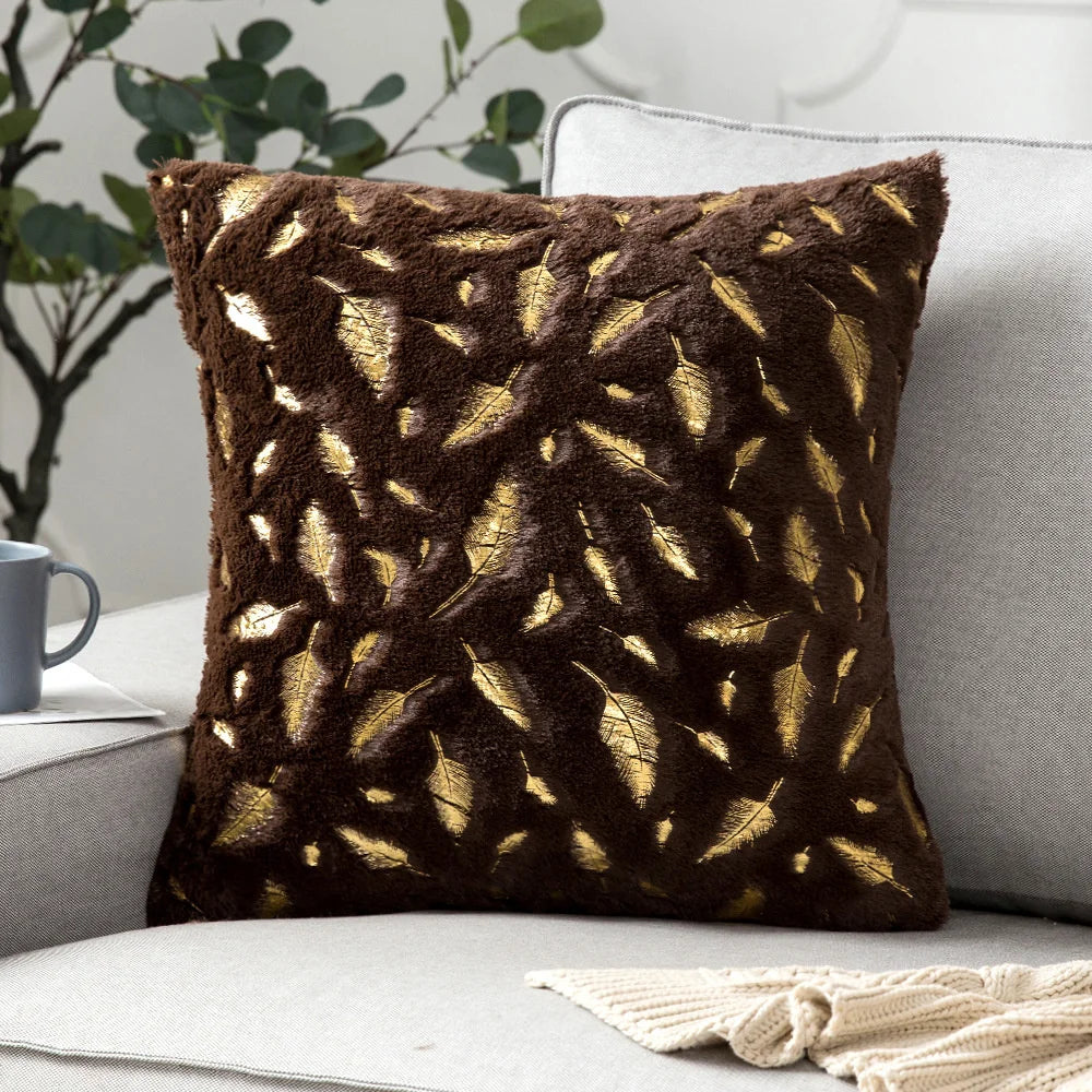 Plush Faux Fur Cushion Cover 43x43cm - Golden Fur Decorative Pillow Case - photo 10