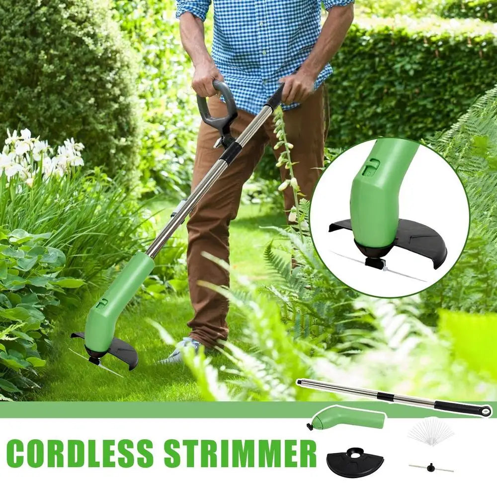 Weed Wacker Weed Eater Cordless with Metal Blade Battery Powered String Trimmer Lightweight Grass Cutter for Garden