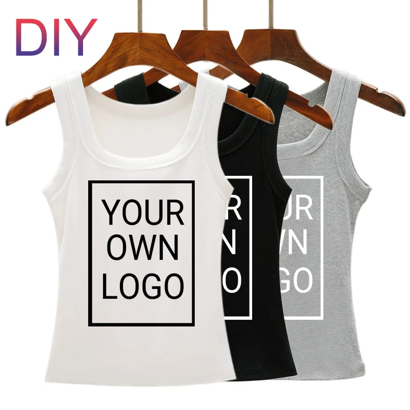 Customize Pattern DIY Picture Women Korean Tank Tops Thread Casual Street Vest Hip Hop Sleeveless Clothes Summer Y2K Woman Vests