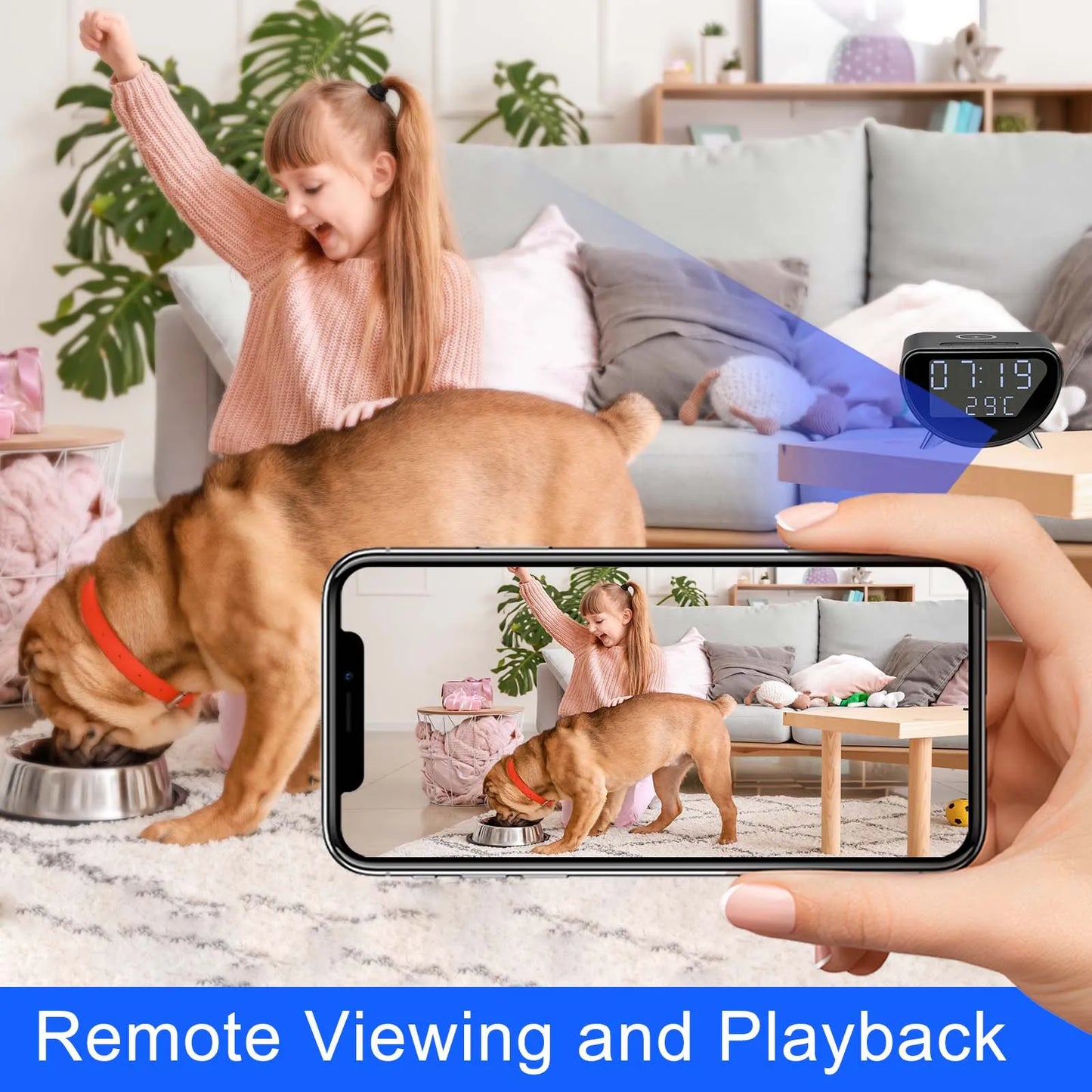 4K WiFi Clock Camera — Wireless Charging Home Security Monitor