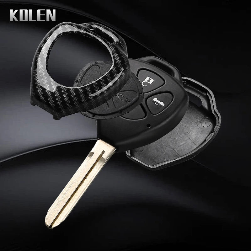 ABS Carbon Fiber Style Car Key Case Cover For Toyota Camry Avalon Corolla Matrix RAV4 Venza Yaris Replacement Protector Keychain