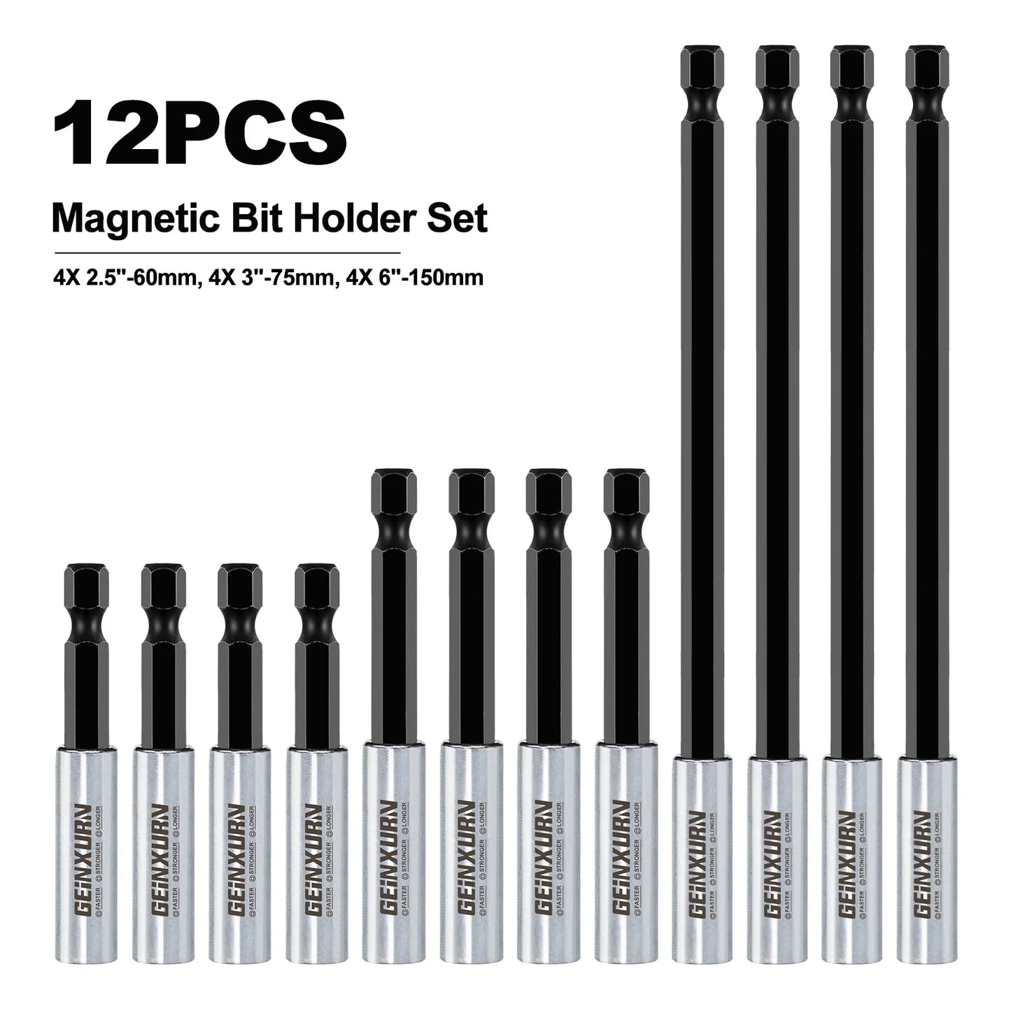 Geinxurn Mixed Screwdriver Bit Holders, Cr-V Extension Socket Drill Bit Magnetic Holder Hex Shank Quick-Change Drill Bit Guide