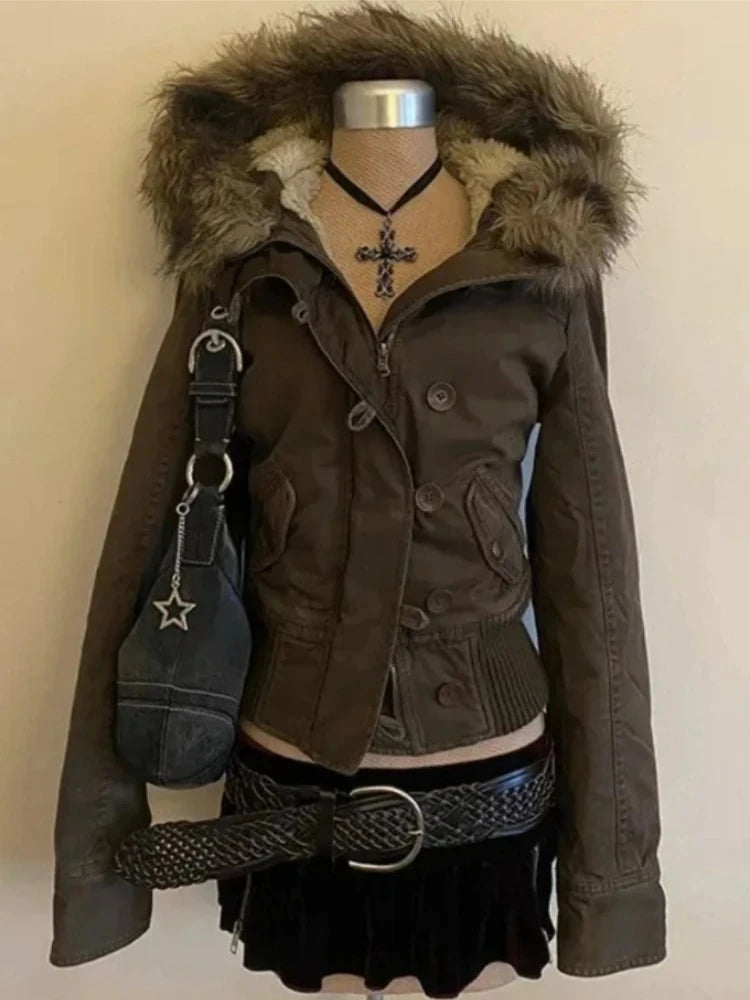 Women's Hooded Safari Zip Jacket, Vintage Streetwear