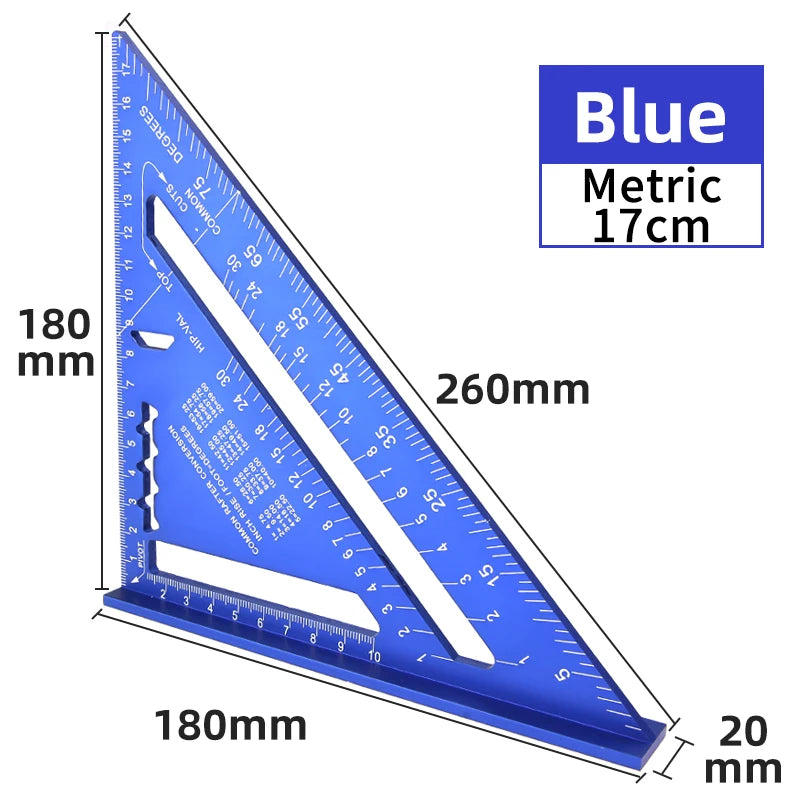 7" Aluminum Alloy Try Square & Triangle Ruler — Carpenter Measuring Tool