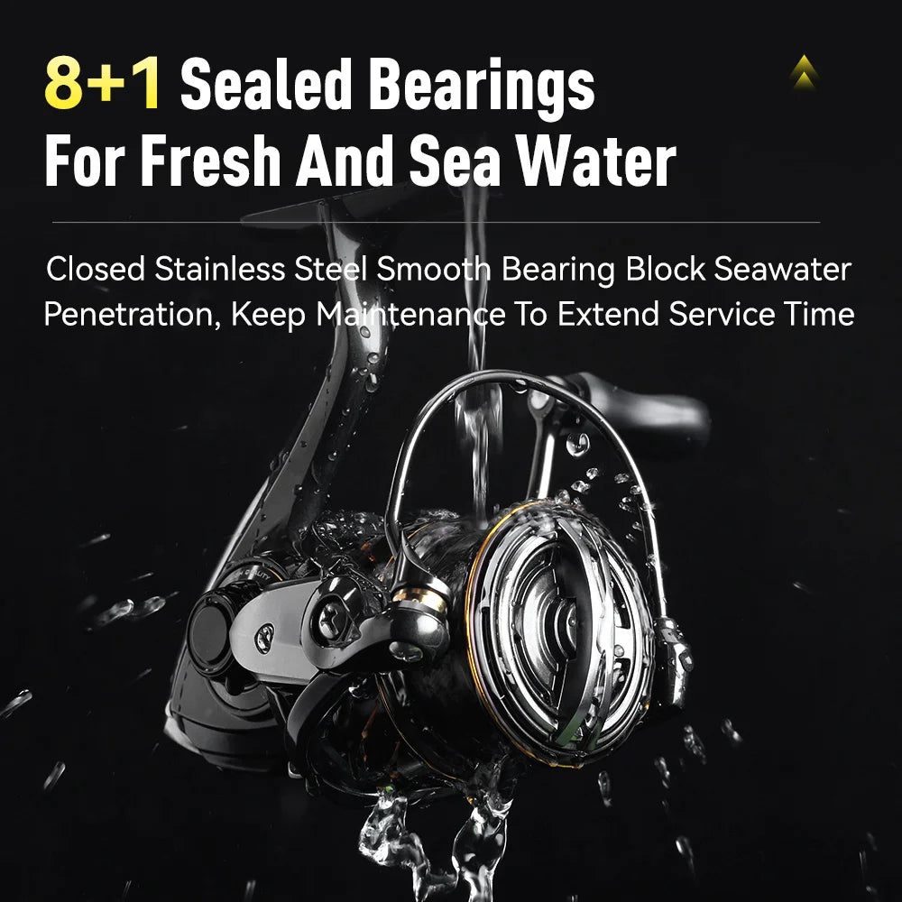 Kingdom Micro Fly Pro Fishing Spinning Reel 160g Ultralight 8+1BB 7KG Max Drag 5.2:1 Freshwater Saltwater Reel Bass Pike Fishing