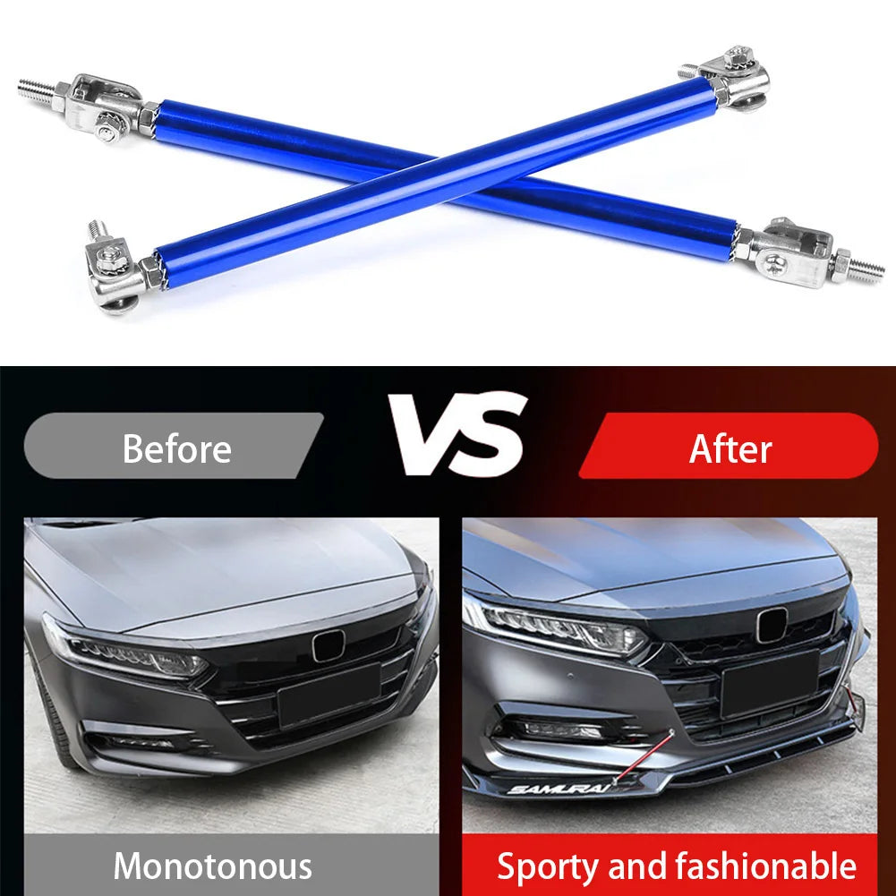 2PCS Car Splitter Rods Racing Adjustable Front Rear Bumper Lip Support Strut Brace Tie Pull Bar Kit 75/100/150/200mm Universal
