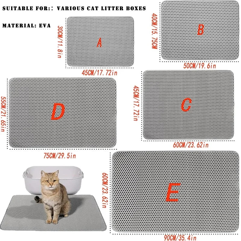 Non-Slip Cat Litter Mat — Double-Layer Waterproof Litter-Trapping Mat