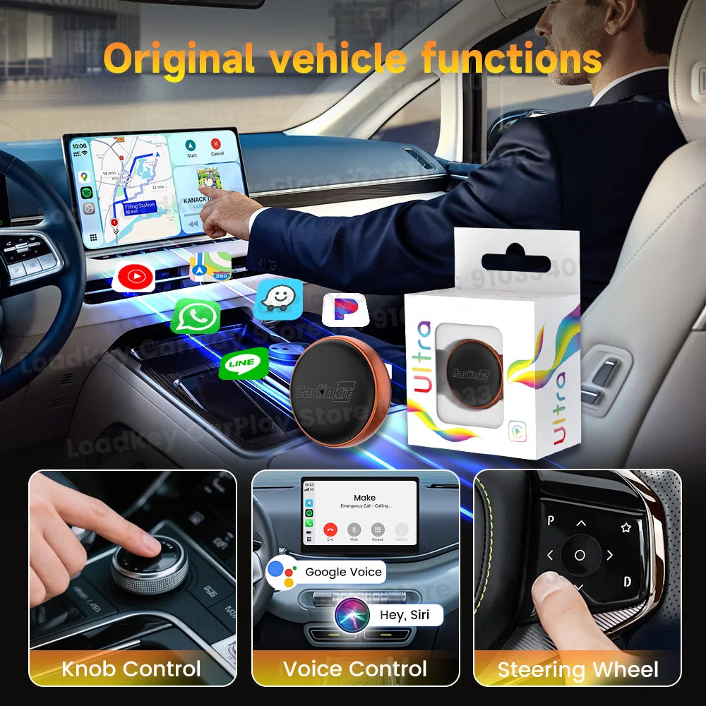 CarlinKit Mini Ultra 2-in-1 Wireless CarPlay & Android Auto Adapter — 5GHz WiFi, USB-C/USB, Plug and Play