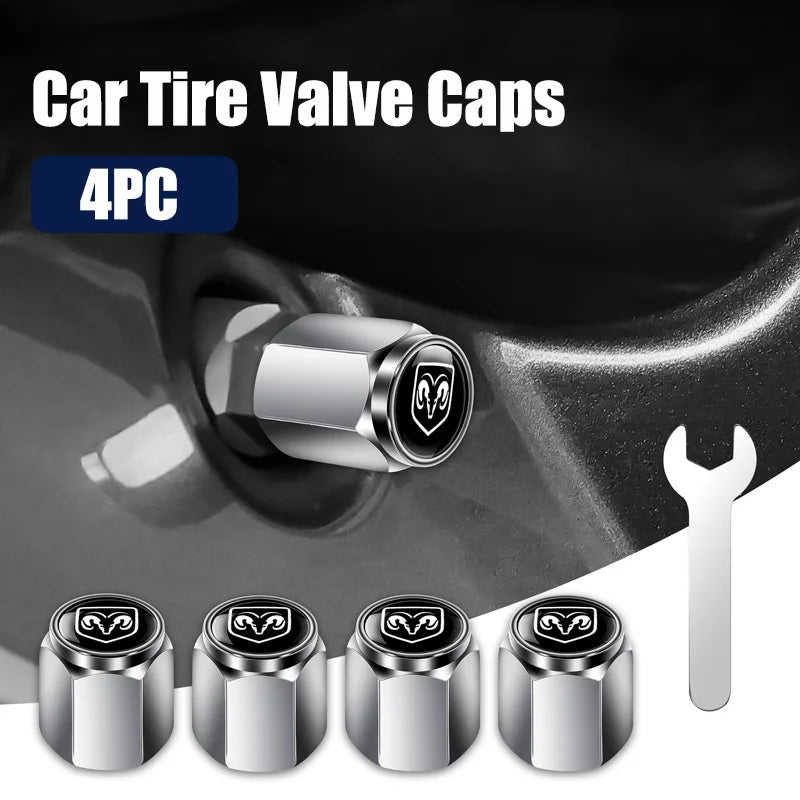 Metal Tire Valve Stem Caps (4-Pack) - Dodge SRT, RAM, Charger, Challenger