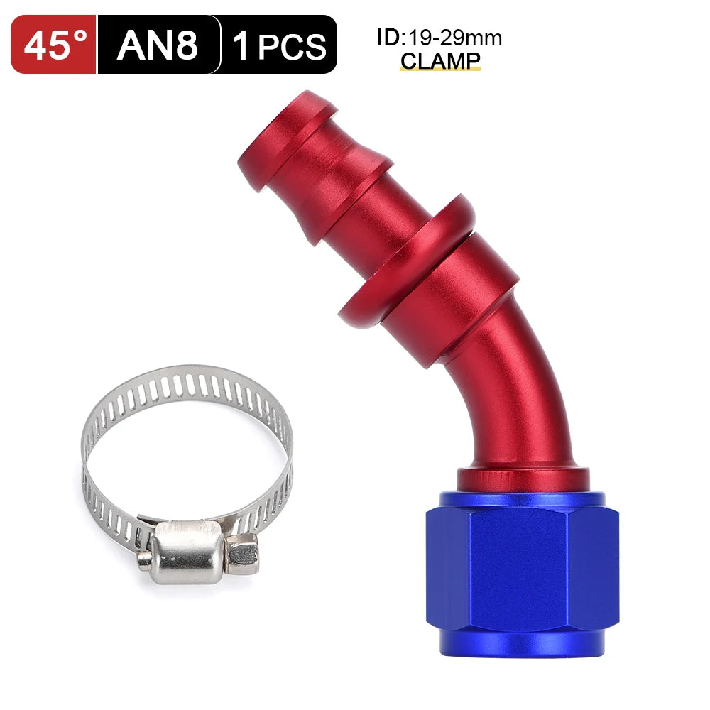 Universal AN6 AN8 AN10 Push-on Hose End Fittings Fuel Oil Cooler Hose Fitting 0 45 90 180 Degree Reusable Connection Adapter