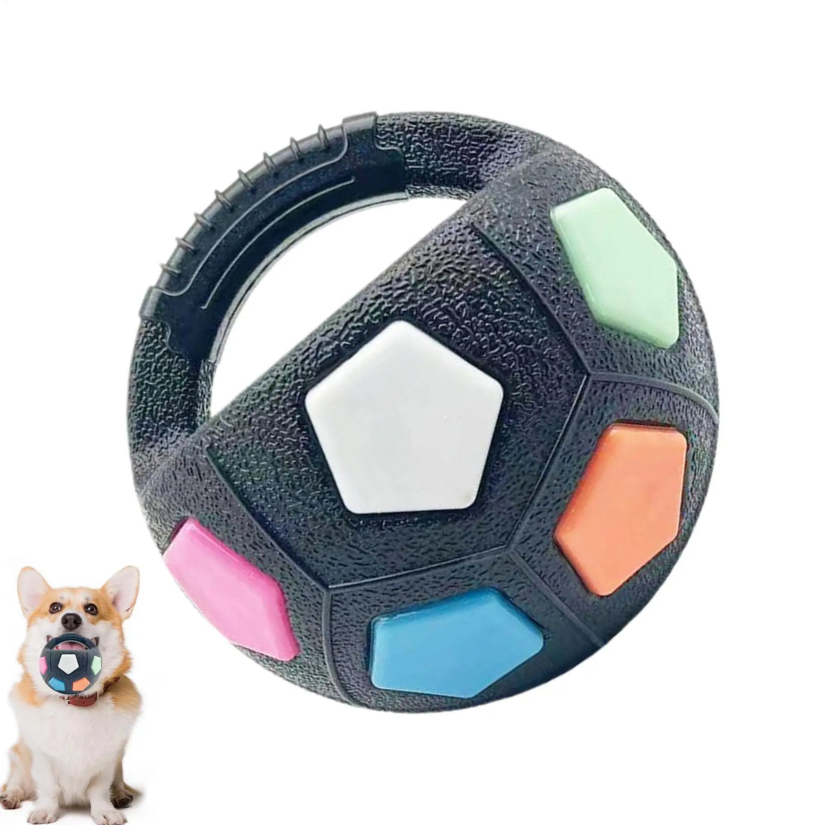 Squeaky Floating Soccer Ball with Handle - Dog Tug Toy