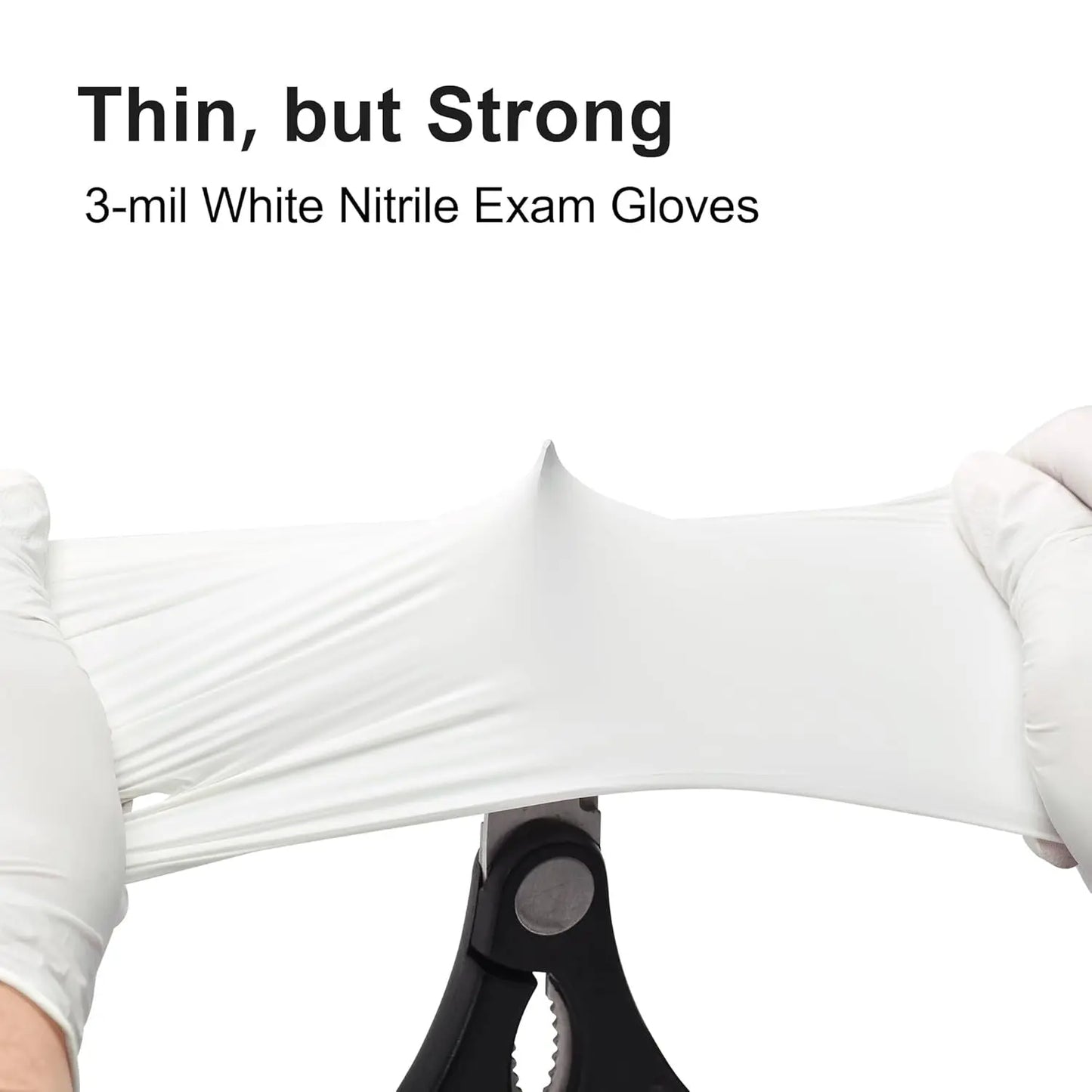 Powder-Free White Nitrile Gloves, 4XL Sizes with Size Chart, Super Flexible for Manicure, Pet Care, Crafting & Daily Chores
