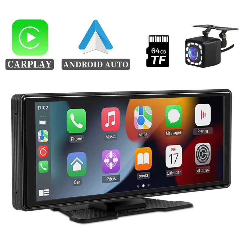 Hippcron 10.26'' Car Radio Screen Multimedia Video Player Wireless Carplay Android Auto Mirrorlink BT AUX TF USB Universal