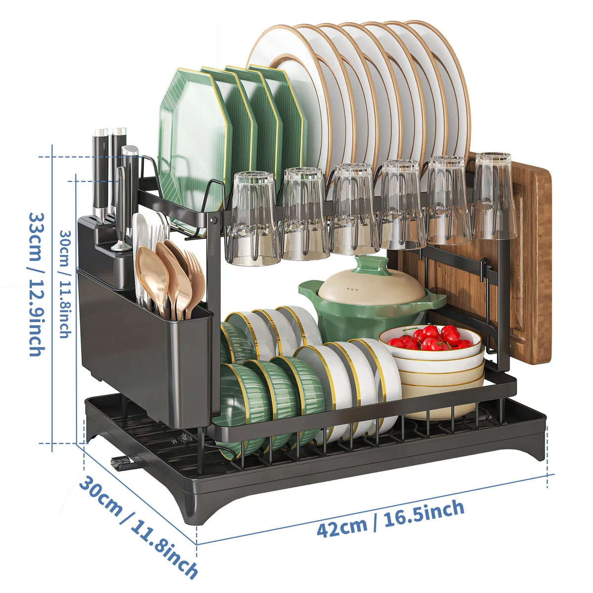 2-Tier Metal Dish Drying Rack - Space-Saving Kitchen Drainer - photo 8
