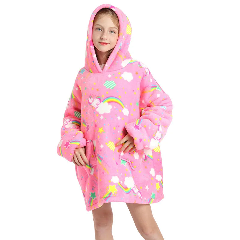 Kids Oversized Hoodie Blanket - Animal Wearable Blanket with Sleeves - photo 2