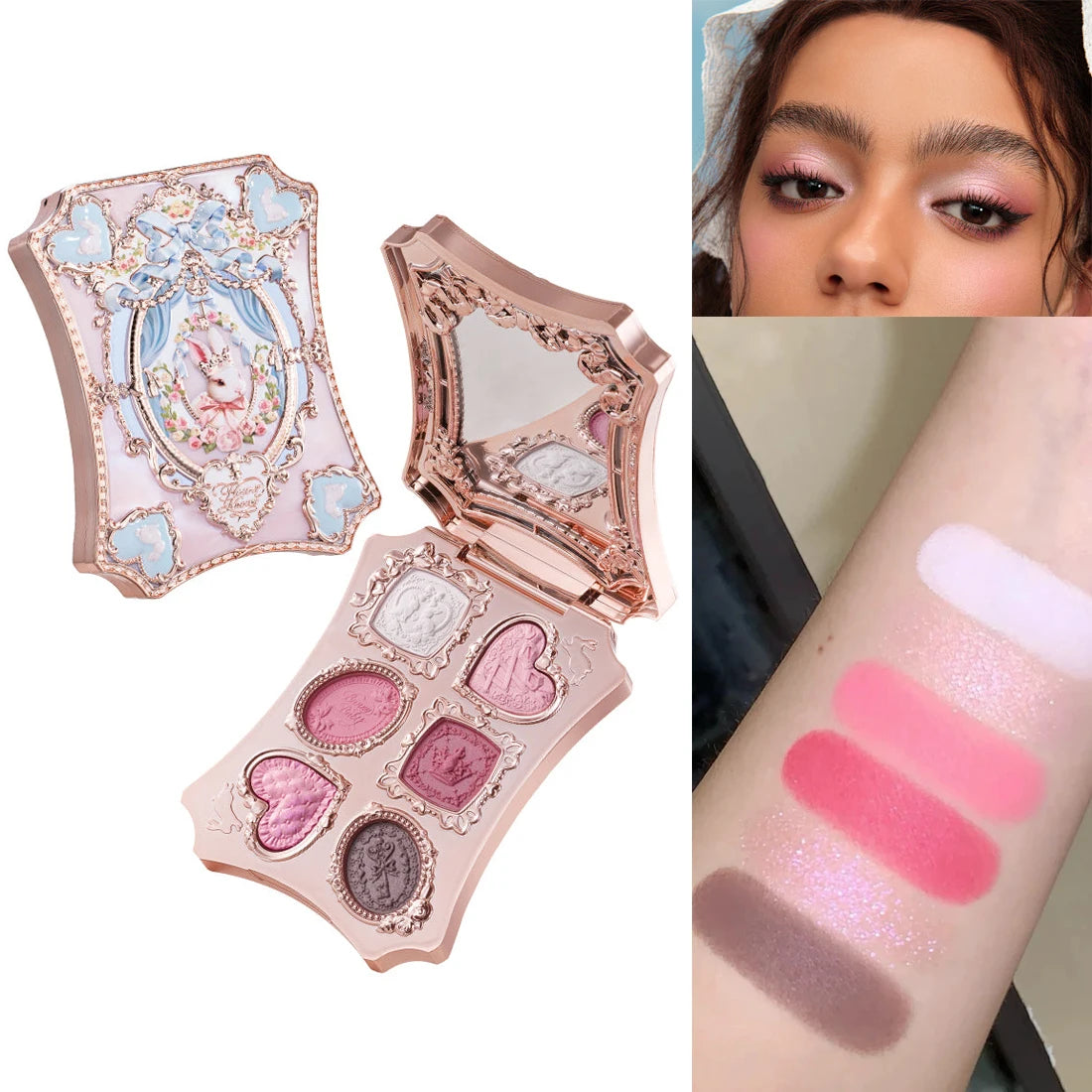 Flower Knows 2026 Bunny Garden Makeup Palette – Cute Rabbit Eyeshadow, Blush & Highlight All-in-One