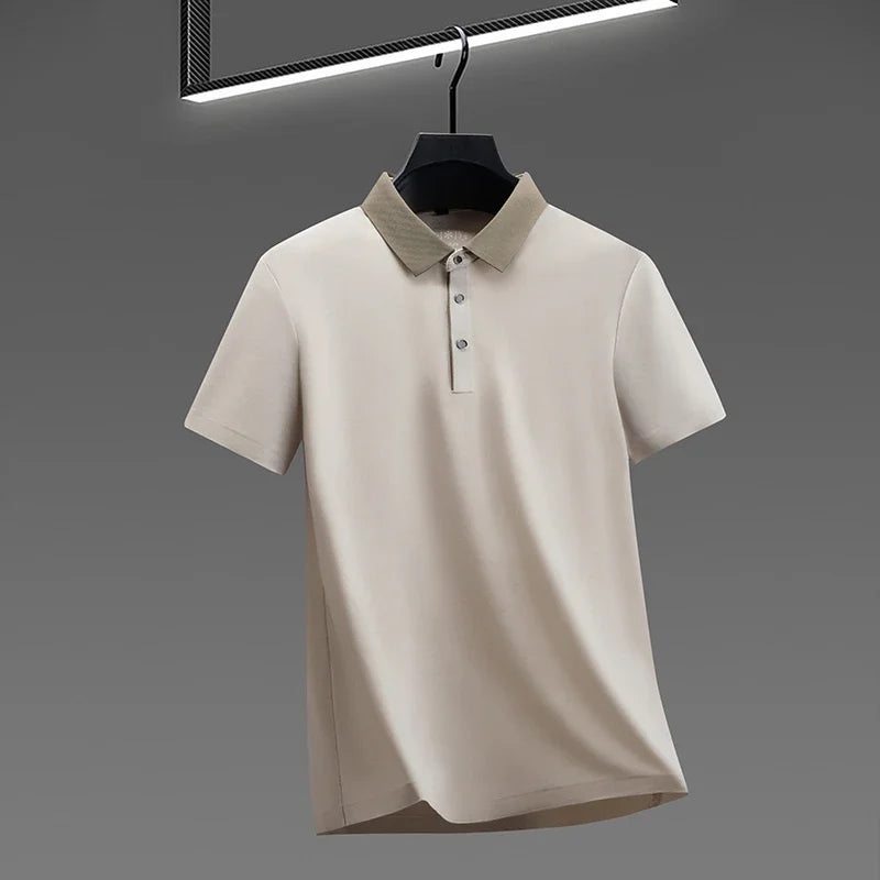 Men's Comfort-Fit Polo Shirt - Quick-Dry Contrast Collar, All Seasons