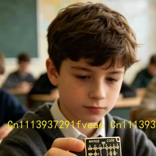 Morse Code Trainer Card Pro, Professional PCB Style with Interactive LEDs & Signal Buttons for Adult Morse Code Learning