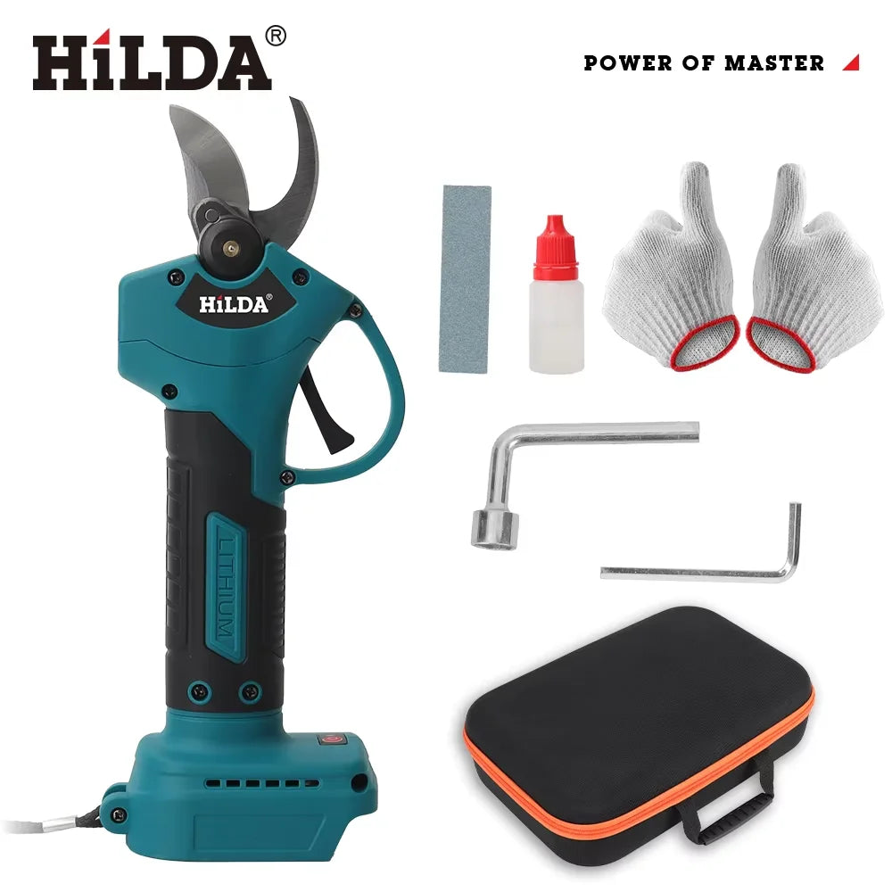 HILDA Cordless Electric Pruning Shears – Brushless Garden Branch Trimmer Compatible with Makita Battery