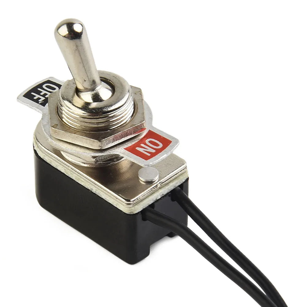 SPST 6A Toggle Switch Rocker SPST Contacts Switch Toggle With Wire Switch 12mm Cutout 1PCS 6A/125V Black+Silver