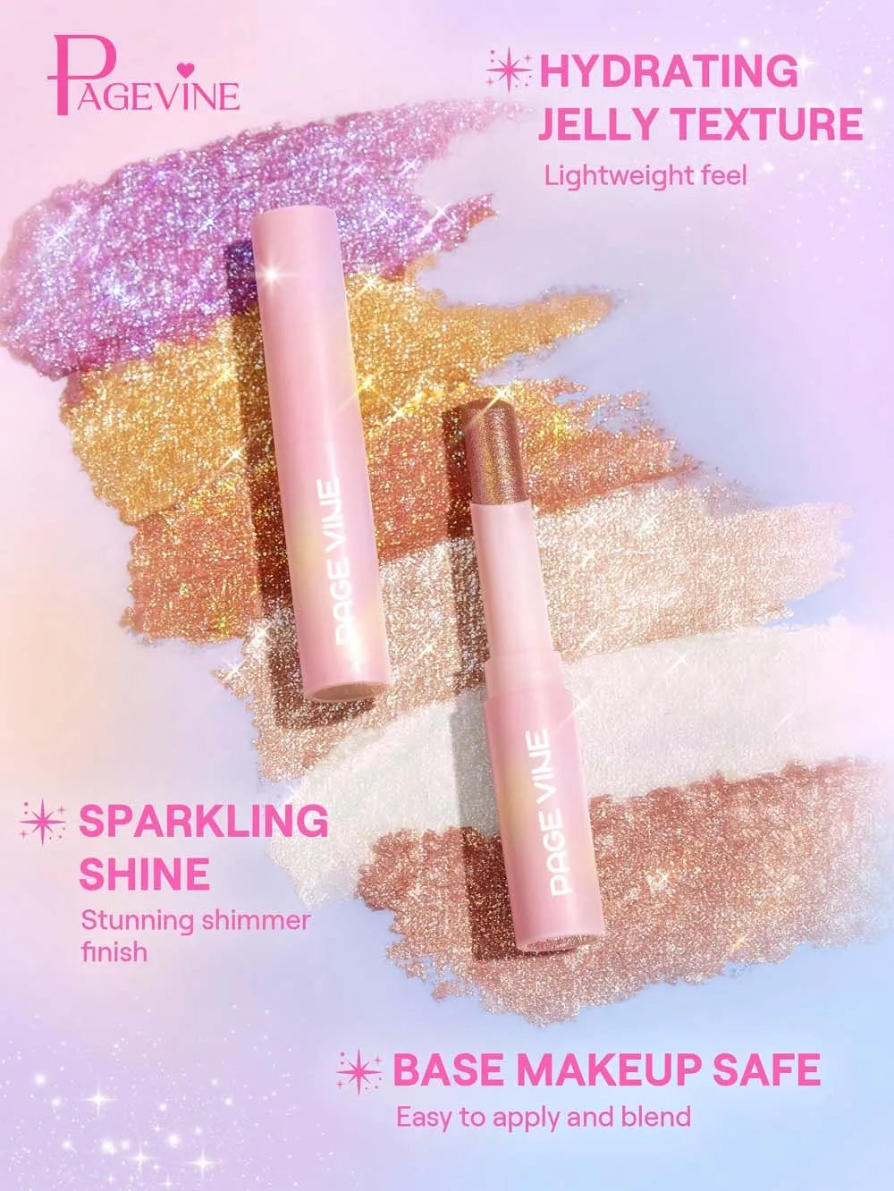 Sparkling Jelly Highlighter Stick Pearlescent Monochrome Shine Glitter Highlight Eyeshadow Stick High Gloss Face Brighten Makeup