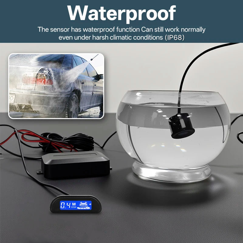 Hippcron Car Parking Sensor Kit With Auto Parktronic Reverse LED Monitor 22mm 4 Sensors Radar Detector System Backlight Display