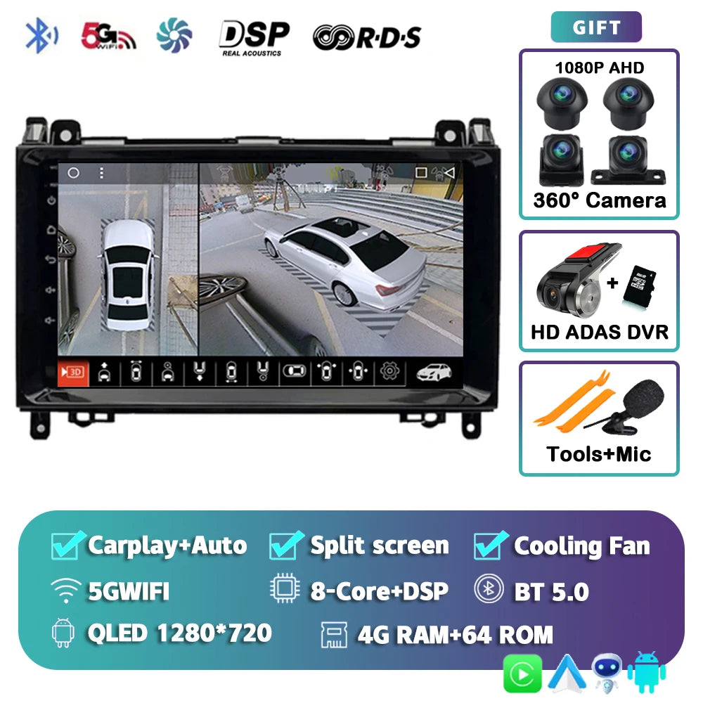 Android 16 For Benz Sprinter Volkswagen Crafter 2006 - 2016 2K QLED Android Car Radio Multimedia Video Player GPS stereo CarPlay