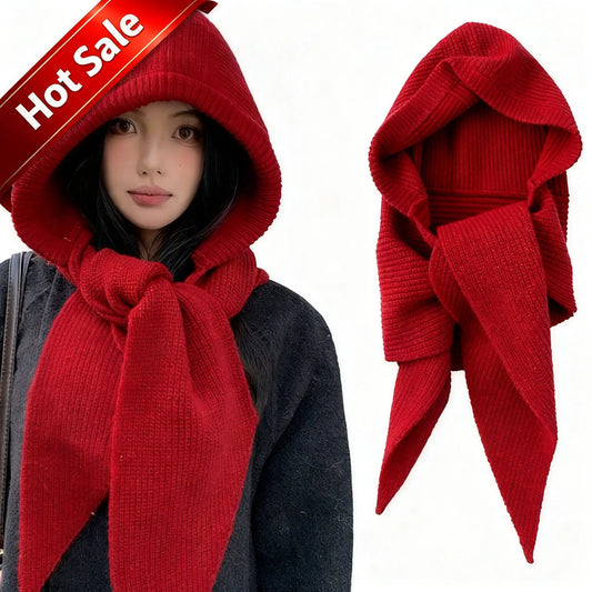 Knitted hooded scarf hat balaclava