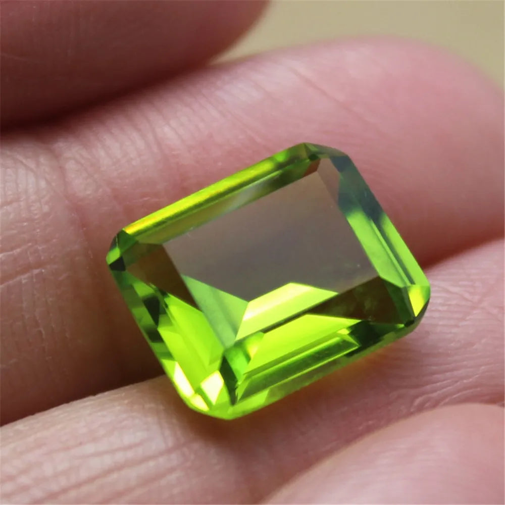Peridot Rectangle Faceted Gemstone Emerald Cut Peridot Gem 10X12mm
