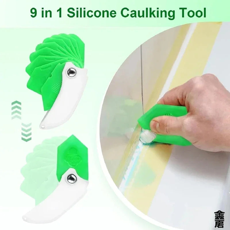 Household 9 in 1 Silicone Caulking Tool Sealant Spreading Professional Tile Window Grout Edge Removal Joint Sealant Spatula