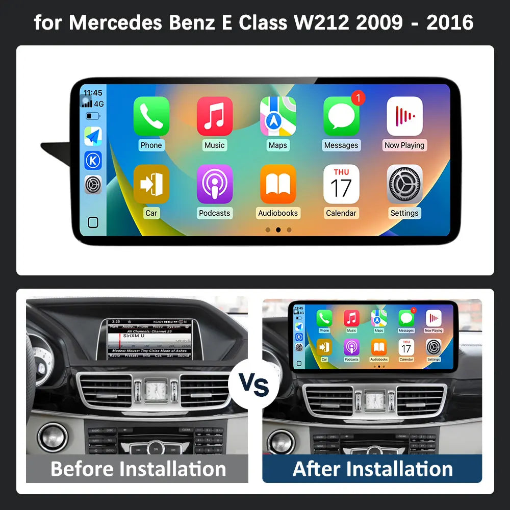Android Car Stereo for Mercedes-Benz E-Class W212 (2009–2016) — CarPlay, QLED Screen, 4G, GPS
