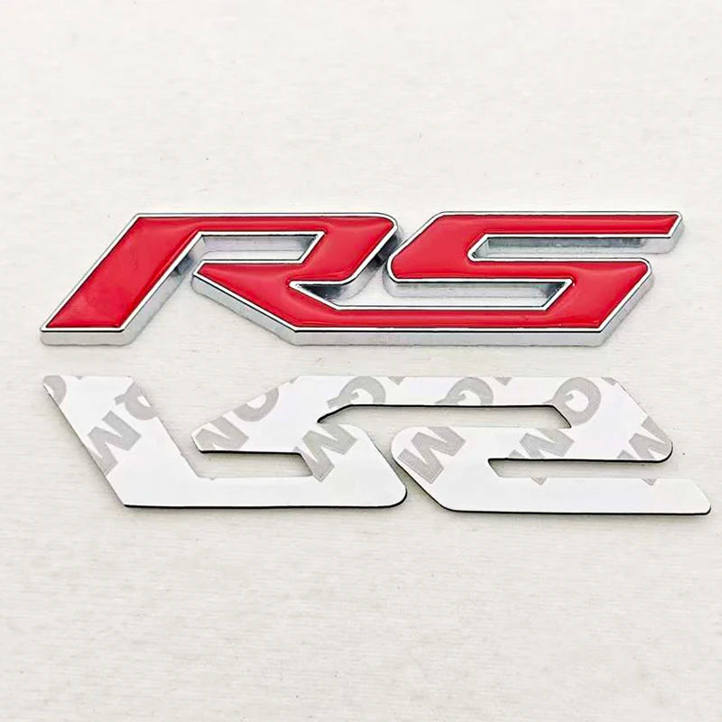 3D Metal RS Logo Sticker Front Grill Emblem Rear Trunk Badge For Chevrolet Onix Blazer lumina Camaro Cruze Monza Car Accessories