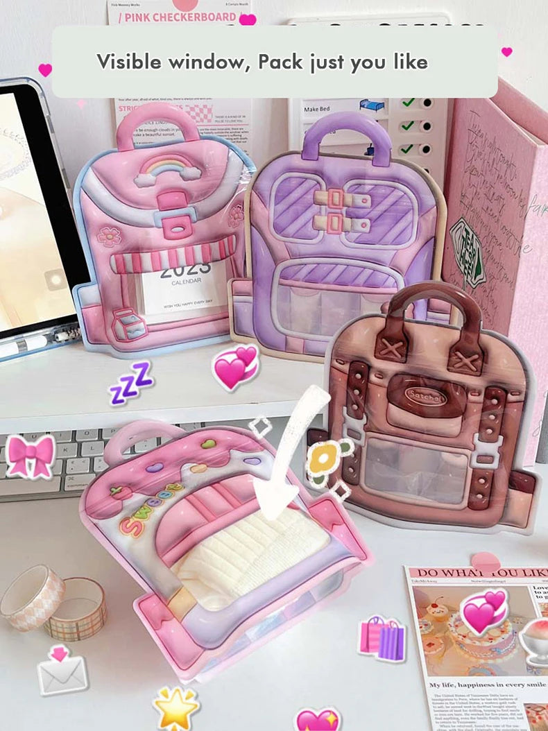 10/50PCS Zipper Cartoon Storage Bag Cute 3D Cartoon Backpack Small Items Storage Bag Valentine Day Birthday Gift Packaging Bag