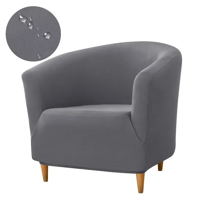 1PC Stretch Club Chair Cover Water Repellent Solid Color Arc Sofa Covers Single Removable Seat Slipcover Hotel Bar Counter Decor