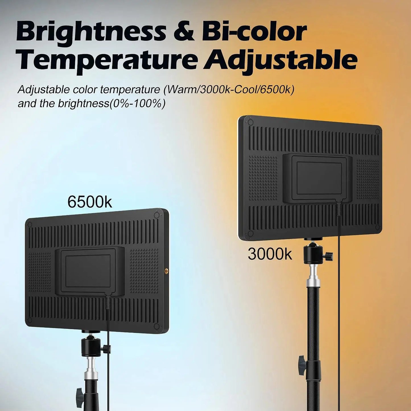 LED Video Light with Tripod Stand – Bi-Color 3200K-5600K Studio Lamp for TikTok, YouTube, Zoom & Photography