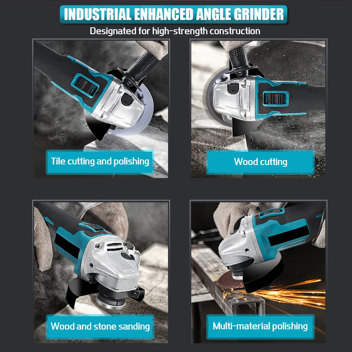 125mm Grinder Power Tool Polishing Cutting Machine For Makita 18V Battery Brushless Angle Grinder Cordless Electric Angle