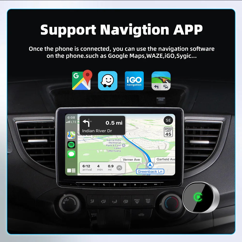 Mini Wireless CarPlay & Android Auto Adapter, Compatible with Mercedes-Benz, Chevrolet, Ford, Honda & Toyota