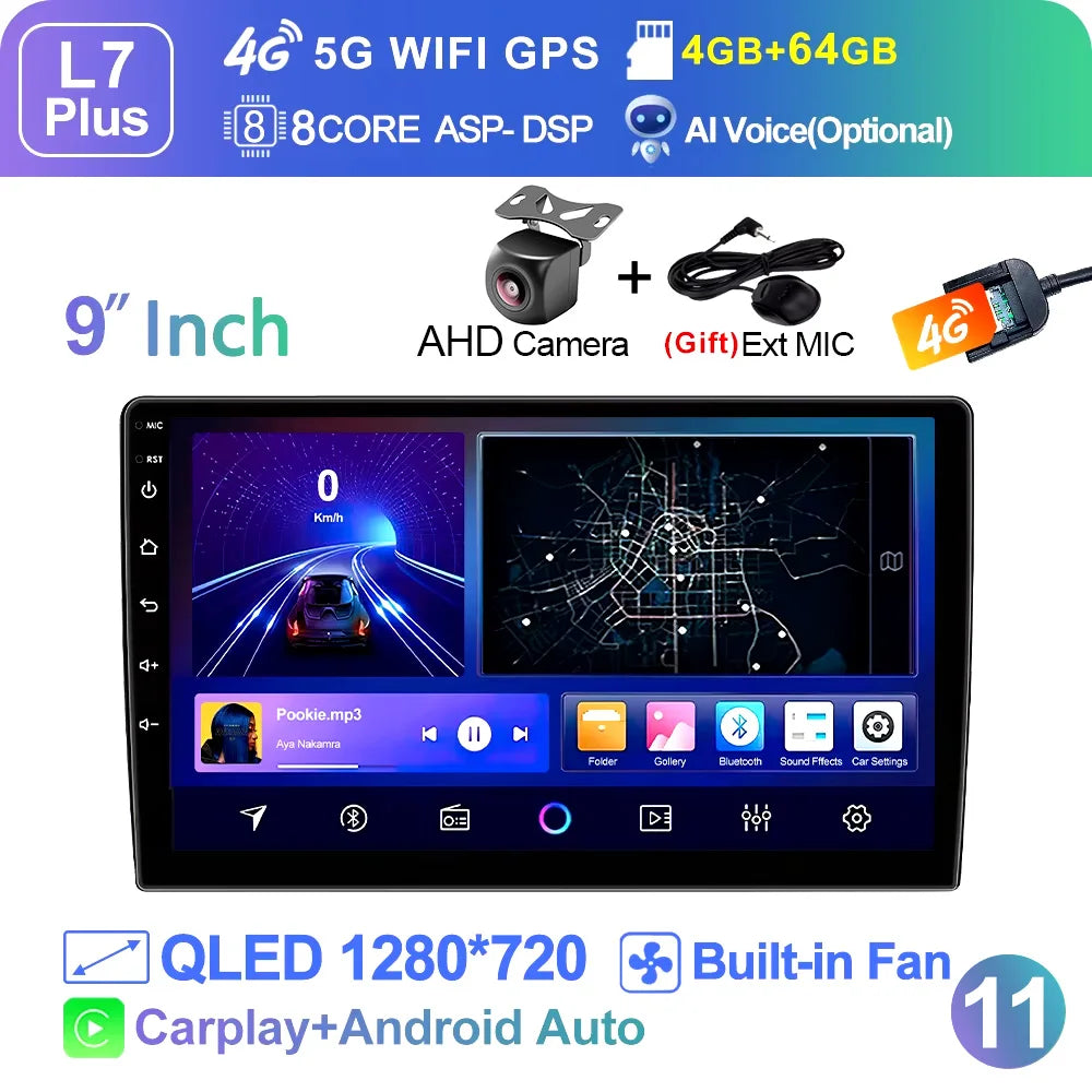 LEHX Wireless Carplay 2din Android 14 Car Radio Multimedia Video Player Universal 7/9/10 inch AutoRadio GPS Navigation 4G WiFi