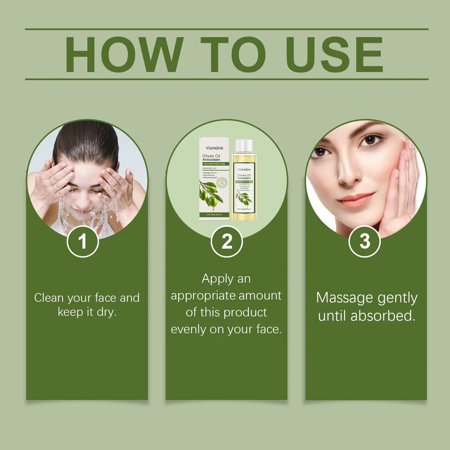 Olive Oil Facial Skincare Set, Hydrating & Soothing Dry Skin Care, Elasticity Boosting Treatment, Complete Routine