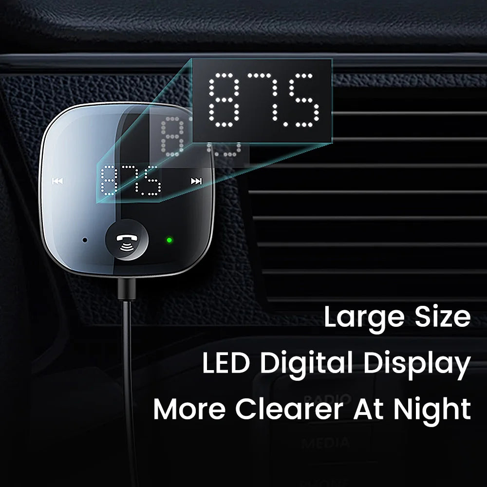 Anchtek Bluetooth 5.0 Car Audio Transmitter Handsfree Wireless FM Transmitter LED Display Auto AUX Audio Receiver MP3 Player Kit