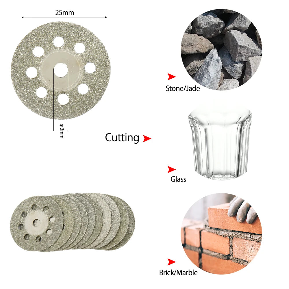 6-32Pcs Mini Circular Saw Blade Set Sanding Grinding Wheel Cutting Disc for Dremel Accessories Metal Cutting Rotary Tools