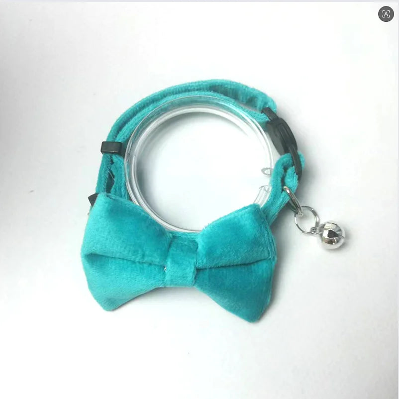 1Pcs/2Pcs Cat Collar with Bell Bow Tie Velvet & Fabric Adjustable Safety Collar for Small Dogs Kittens Pet Supplies