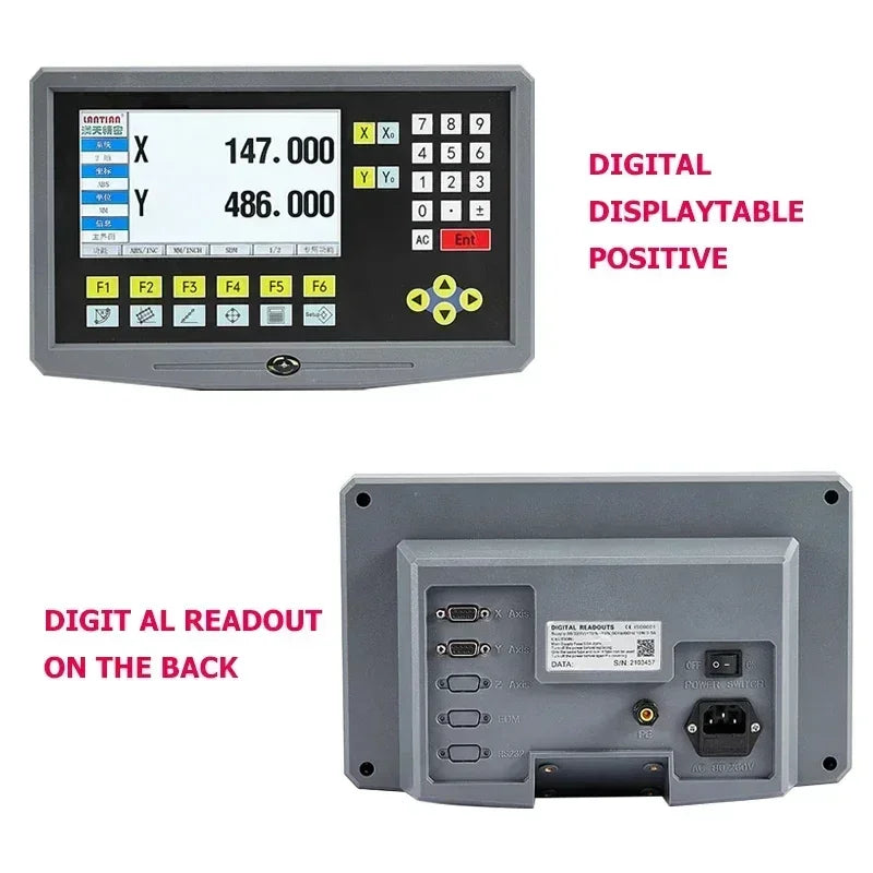 LCD DRO  Display YH800-2 2 Axis  19 language AC90-260V Displacement sensor  50-1000mm Linear Scale Encoder Grating Ruler