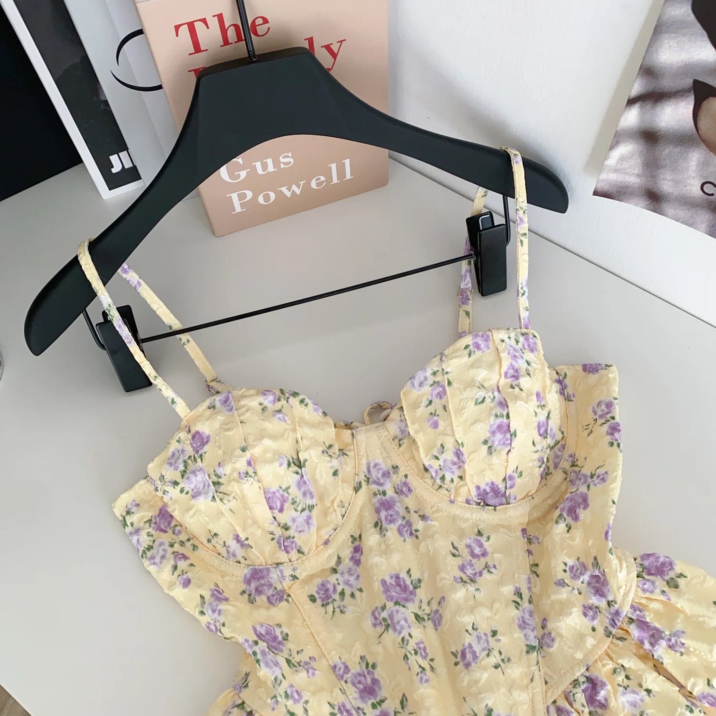 Sexy Slim  Corset ruffle print Chic Korean Camis Tank Top Basic Fashion Off Shoulder Summer Women Clothing